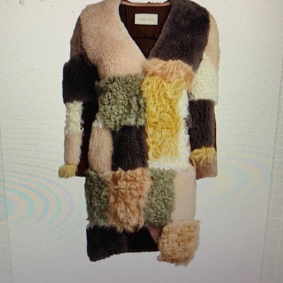 Alexis “Emalee” colorblock shearling/fur coat - Picture 1 of 10